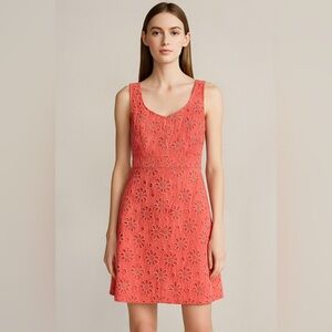 Maeve by Anthropologie Coral Eyelet Floral Dress Women’s SIZE 4